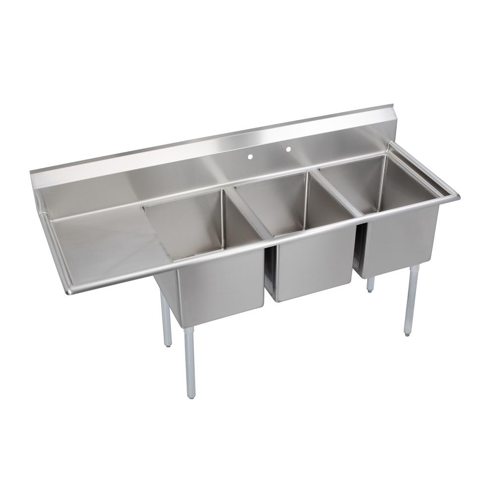 Elkay 3 Comp. Sink, 73X26 OA, 16X20X14 B, L 18