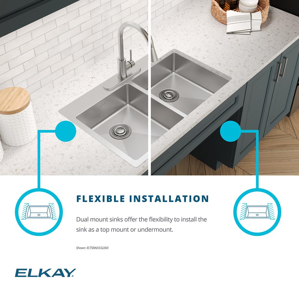ECTSRAD332260 Equal Double Bowl Dual Mount ADA Sink 18 Gauge | Elkay