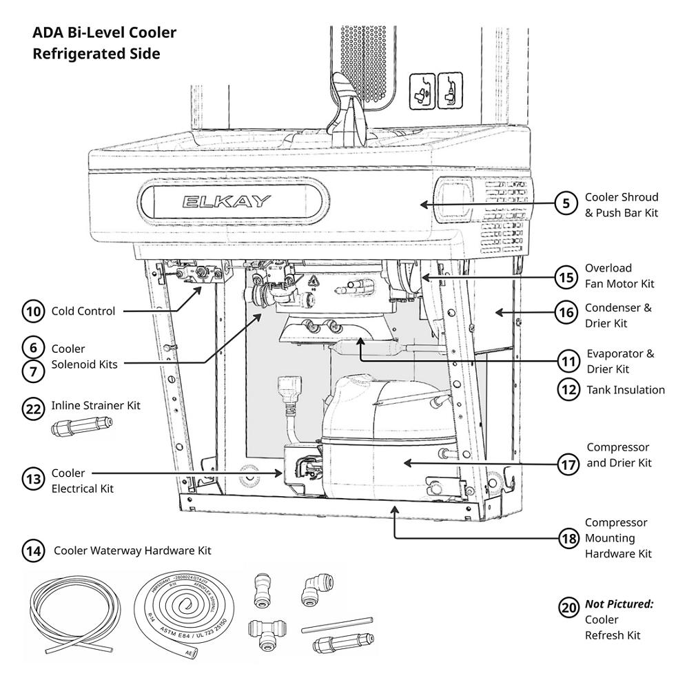Elkay EZSTL8LC Wall-Mount ADA Bi-Level Refrigerated Cooler 8 GPH