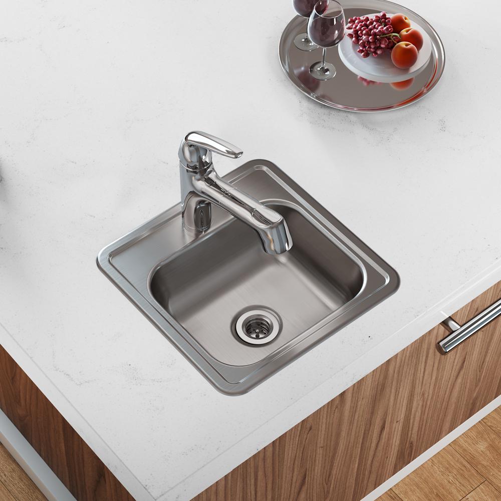 Dayton Stainless Steel 15 x 15 x 5.2 Single Bowl Drop-in Bar Sink