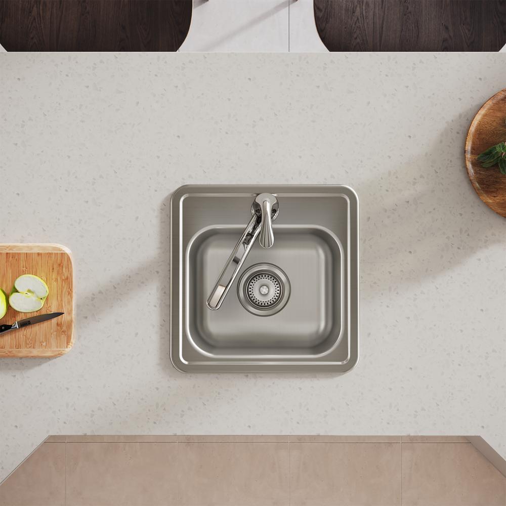Dayton Stainless Steel 15 x 15 x 5.2 Single Bowl Drop-in Bar Sink