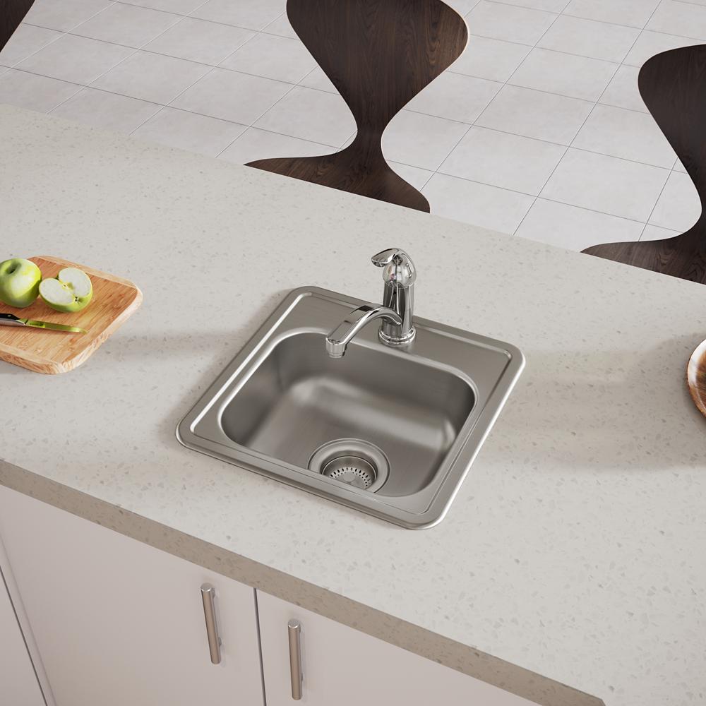 Dayton Stainless Steel 15 x 15 x 5.2 Single Bowl Drop-in Bar Sink