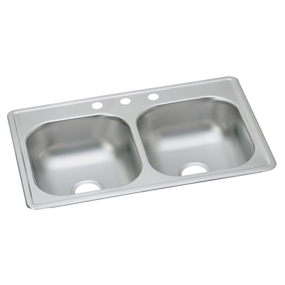 Dayton Stainless Steel 33 x 19 x 6.4 Equal Double Bowl Drop-in