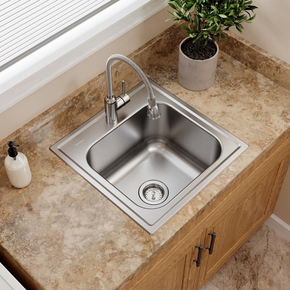 Dayton Stainless Steel 20 x 20 x 10.1 Single Bowl Drop-in Laundry