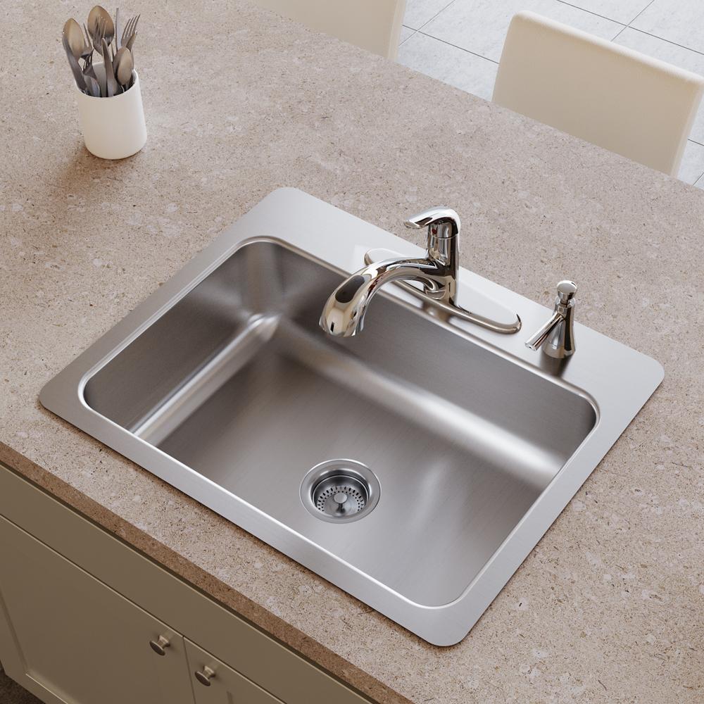 Dayton Stainless Steel 27 x 22 x 8 Single Bowl Dual Mount Sink | Elkay