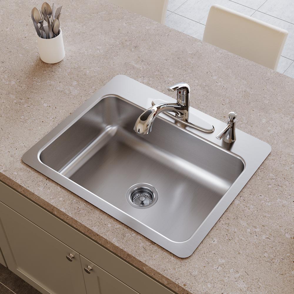 Dayton Stainless Steel 27 x 22 x 8 Single Bowl Dual Mount Sink | Elkay