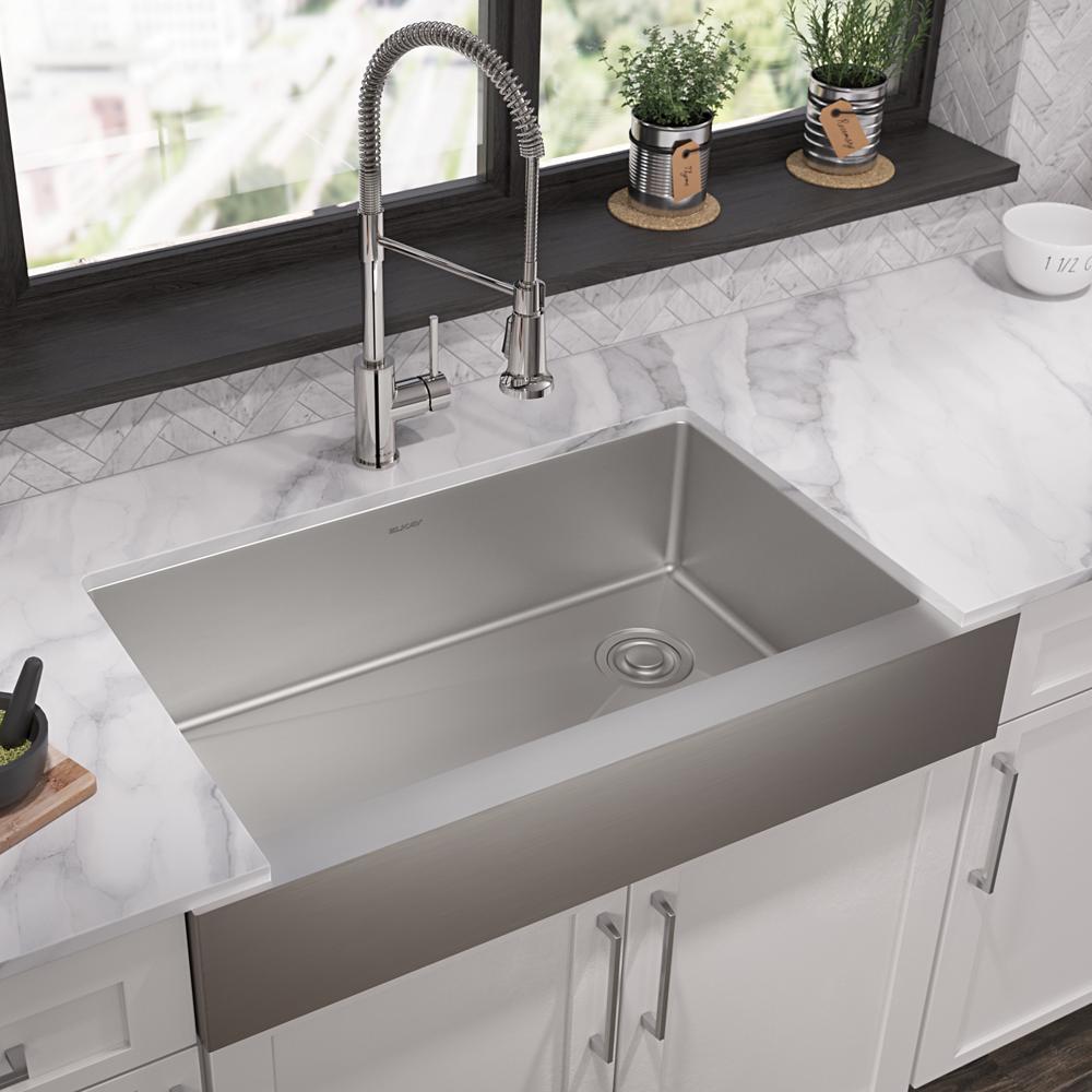 Elkay SS 35.8 x 20.2 x 9 Single Apron Sink & Faucet Kit | Elkay