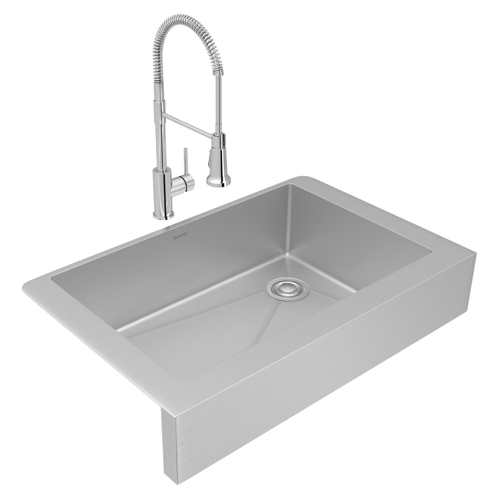 Elkay SS 35.8 x 20.2 x 9 Single Apron Sink & Faucet Kit | Elkay