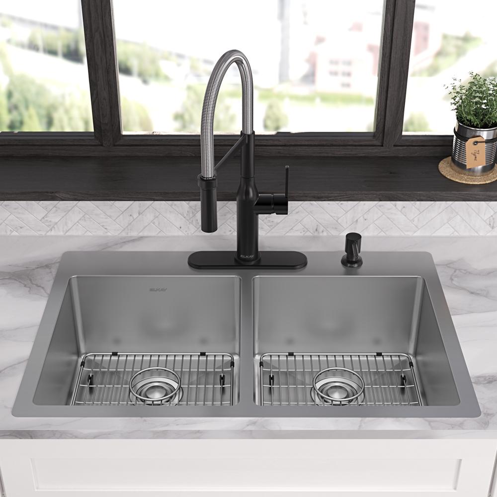 Elkay SS 33 x 22 x 9 Equal Double Dual Mount Sink Kit | Elkay