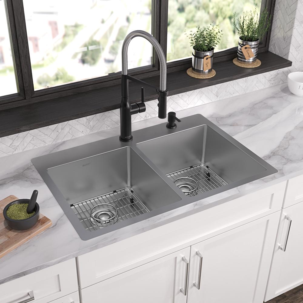 Elkay SS 33 x 22 x 9 Equal Double Dual Mount Sink Kit | Elkay