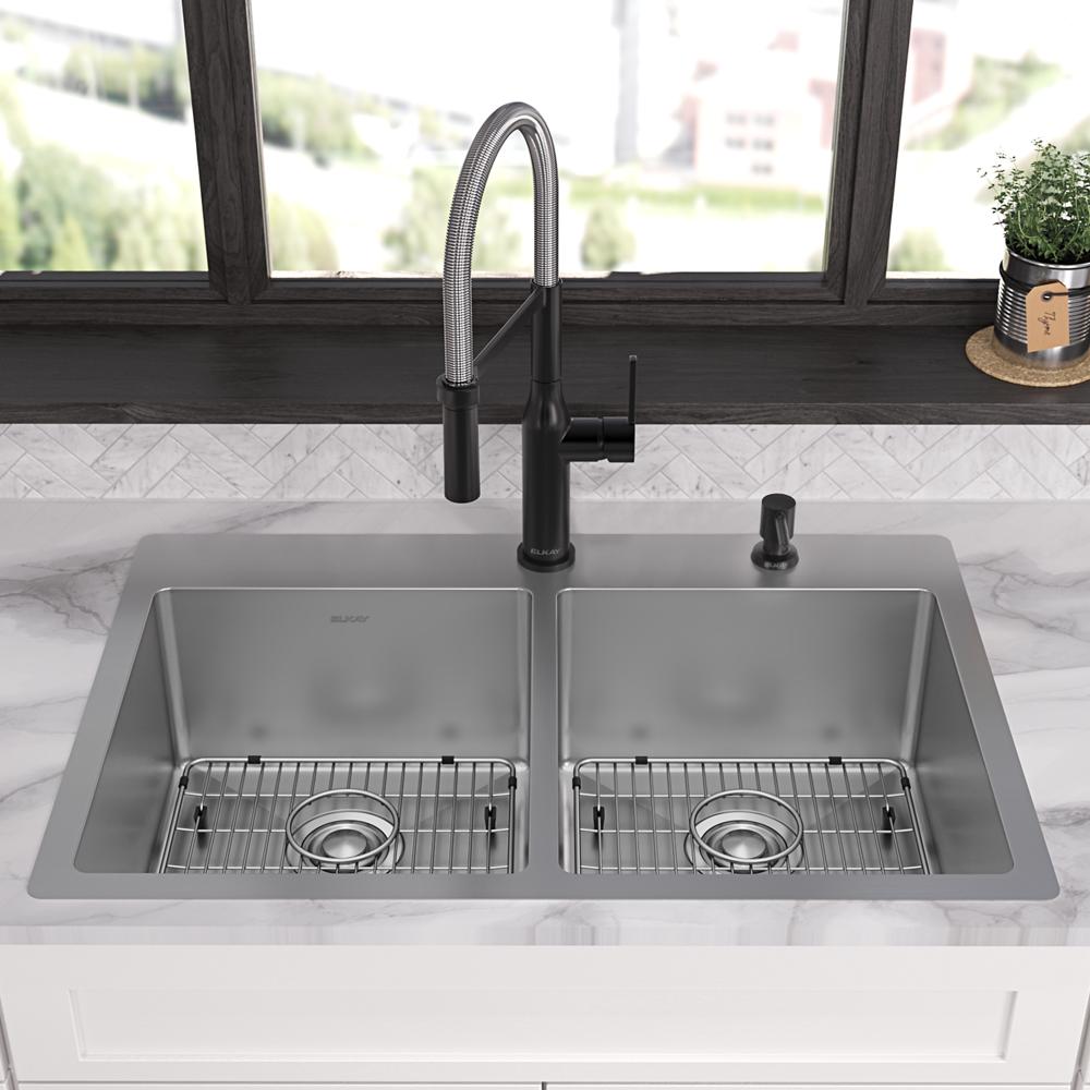 Elkay SS 33 x 22 x 9 Equal Double Dual Mount Sink Kit | Elkay