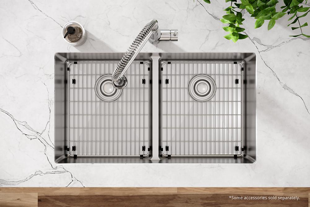 Elkay SS 33 x 22 x 9 Equal Double Dual Mt Sink Kit w Aqua Divide