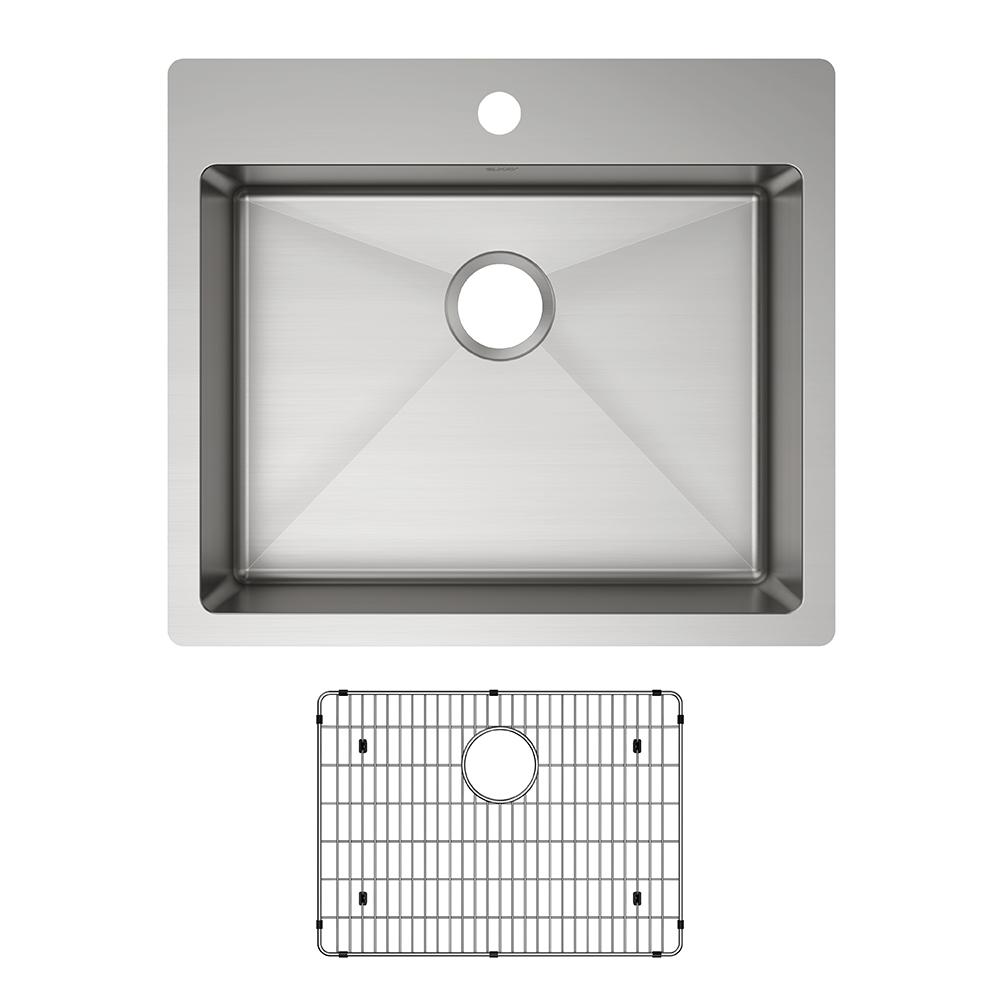 Stainless Crosstown 18 Gauge 1-Hole Bowl Dual Mount ADA Sink Kit