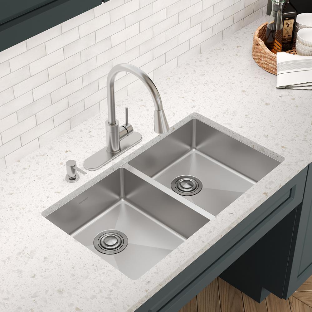 Elkay SS 33 x 22 x 6 Equal Double Dual Mount ADA Sink | Elkay