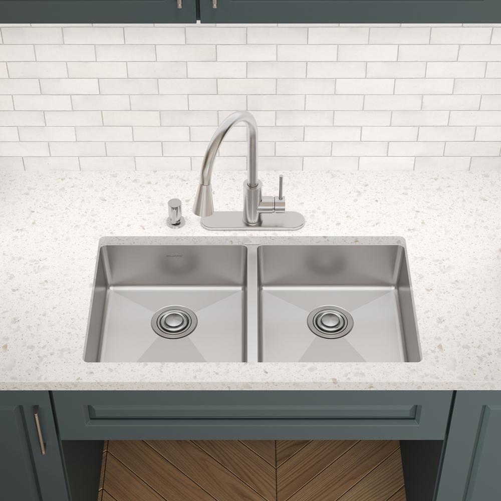 Elkay SS 33 x 22 x 6 Equal Double Dual Mount ADA Sink | Elkay