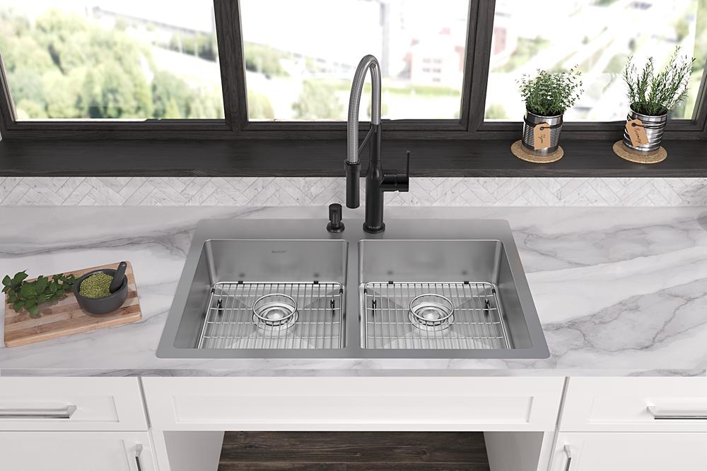Elkay SS 33 x 22 x 6 Equal Double Dual Mount ADA Sink Kit | Elkay