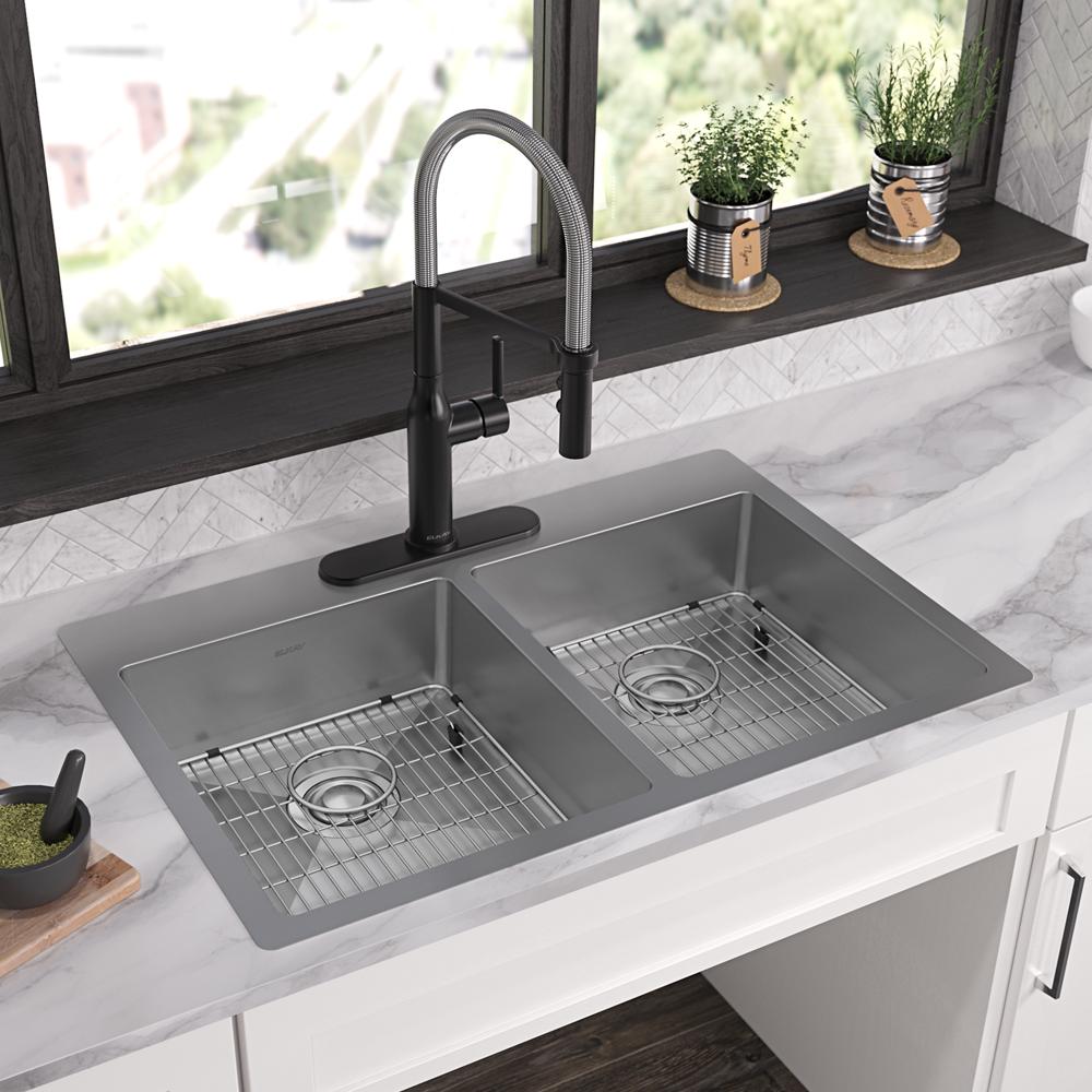 Elkay SS 33 x 22 x 6 Equal Double Dual Mount ADA Sink Kit | Elkay
