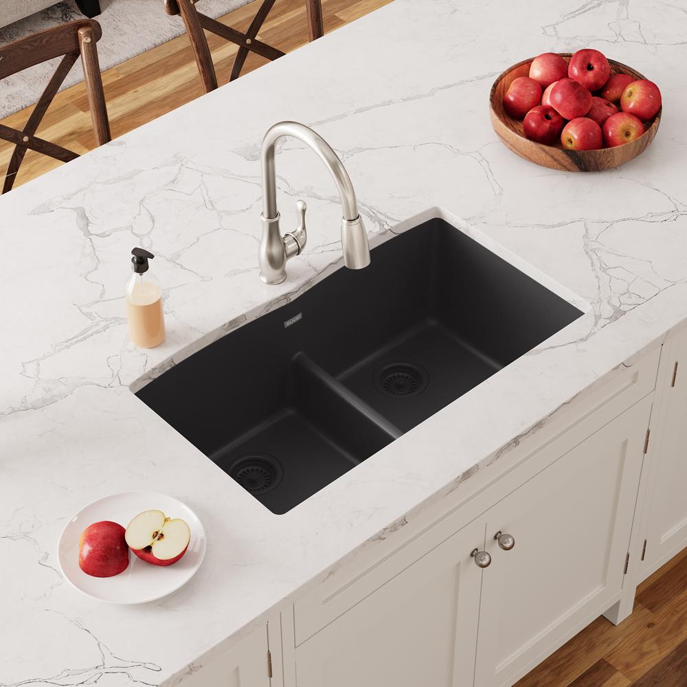 Elkay Quartz Classic 33 x 19 x 10 Equal Dbl Under MT Sink Black