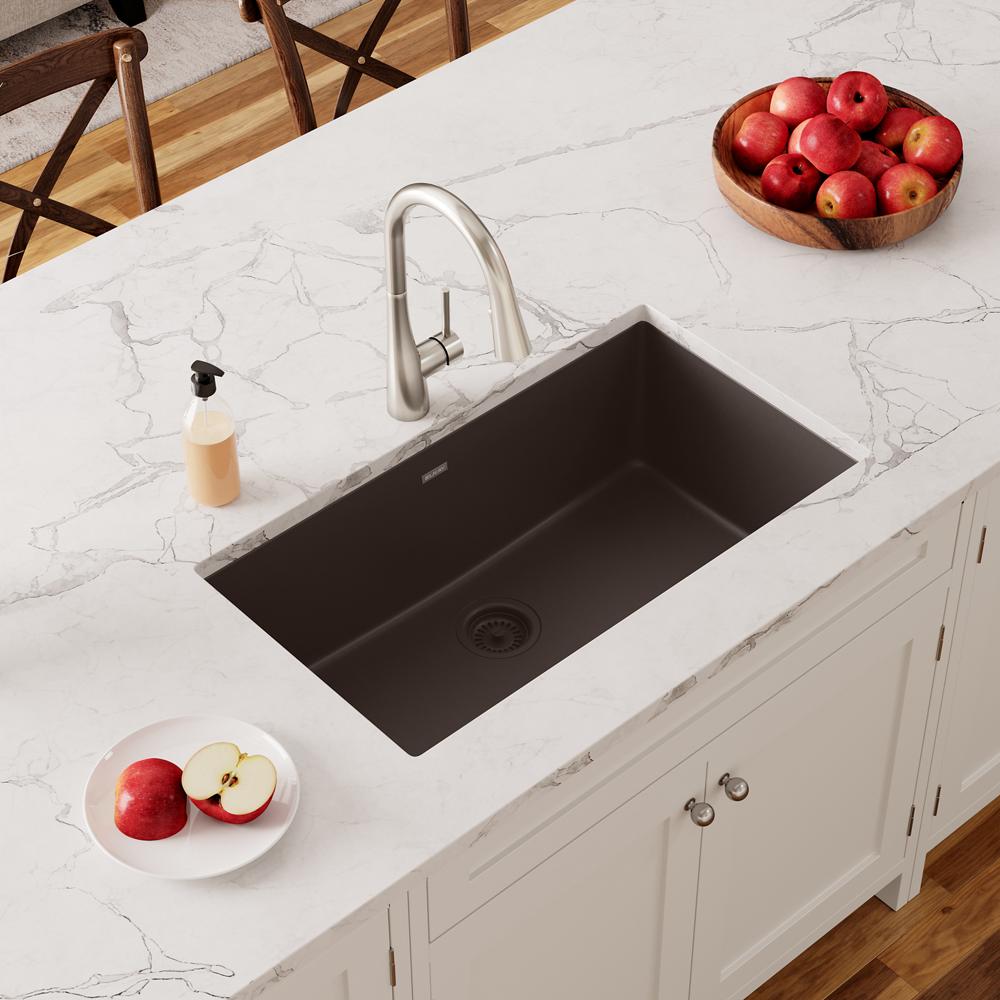 Elkay Quartz Classic 33 x 18.4 x 9.4 Single Undermount Sink Mocha