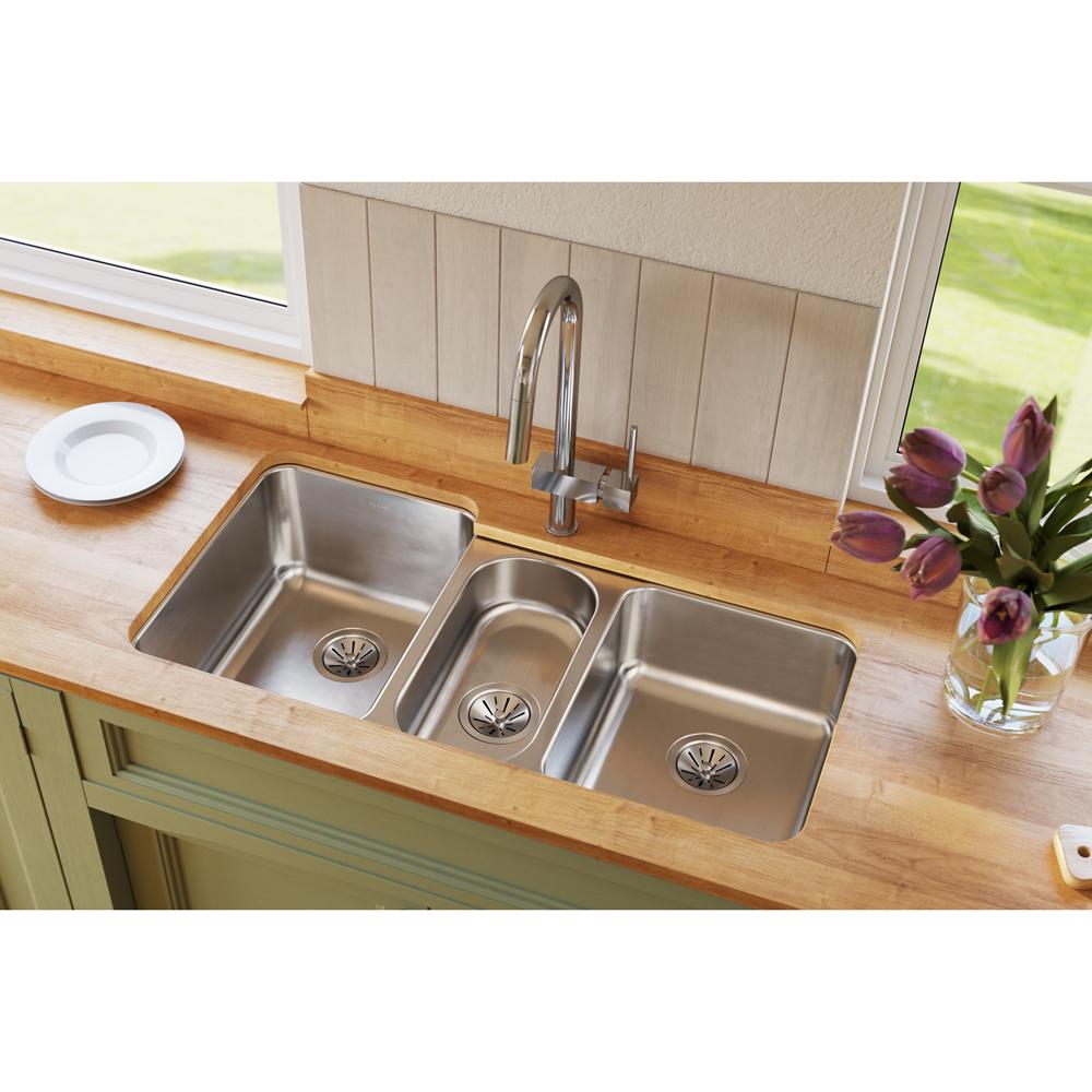 Elkay Lustertone SS 40 x 20.5 x 9.8 Triple Undermount Sink | Elkay
