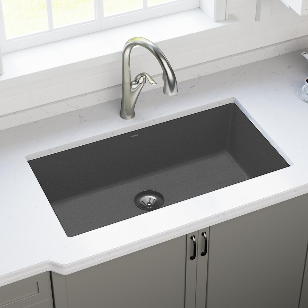 【エルチーノ】3843MG9720 Elkay Quartz Luxe 36 x 20 x 9 Single Under MT Sink w Perfect Drain