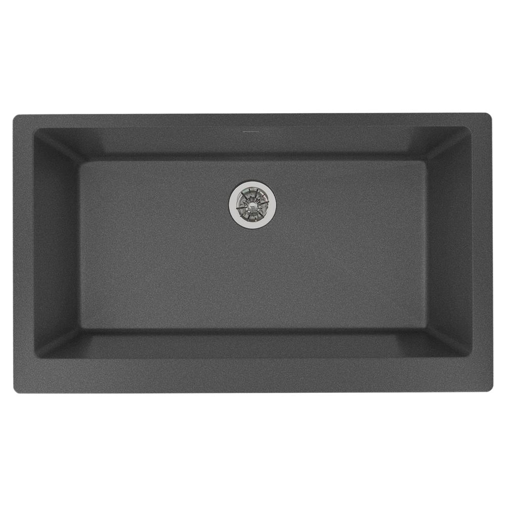 koyu5 様 Elkay Quartz Luxe 36 x 21 x 9 Single Bwl Apron Sink w PD Charcoal