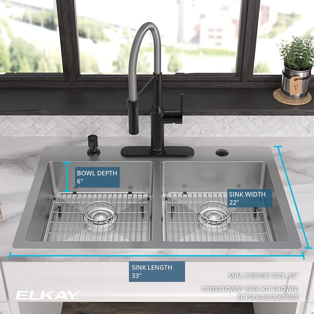 Elkay SS 33 x 22 x 6 Equal Double Dual Mount ADA Sink Kit | Elkay
