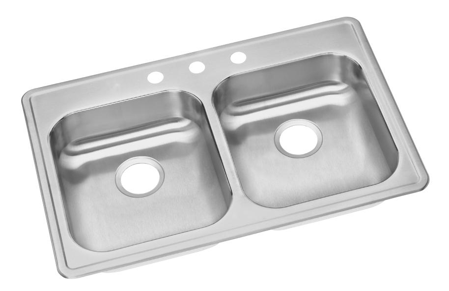 Dayton Stainless Steel 33 x 21.2 x 5.3 Equal Double Bowl Drop-in