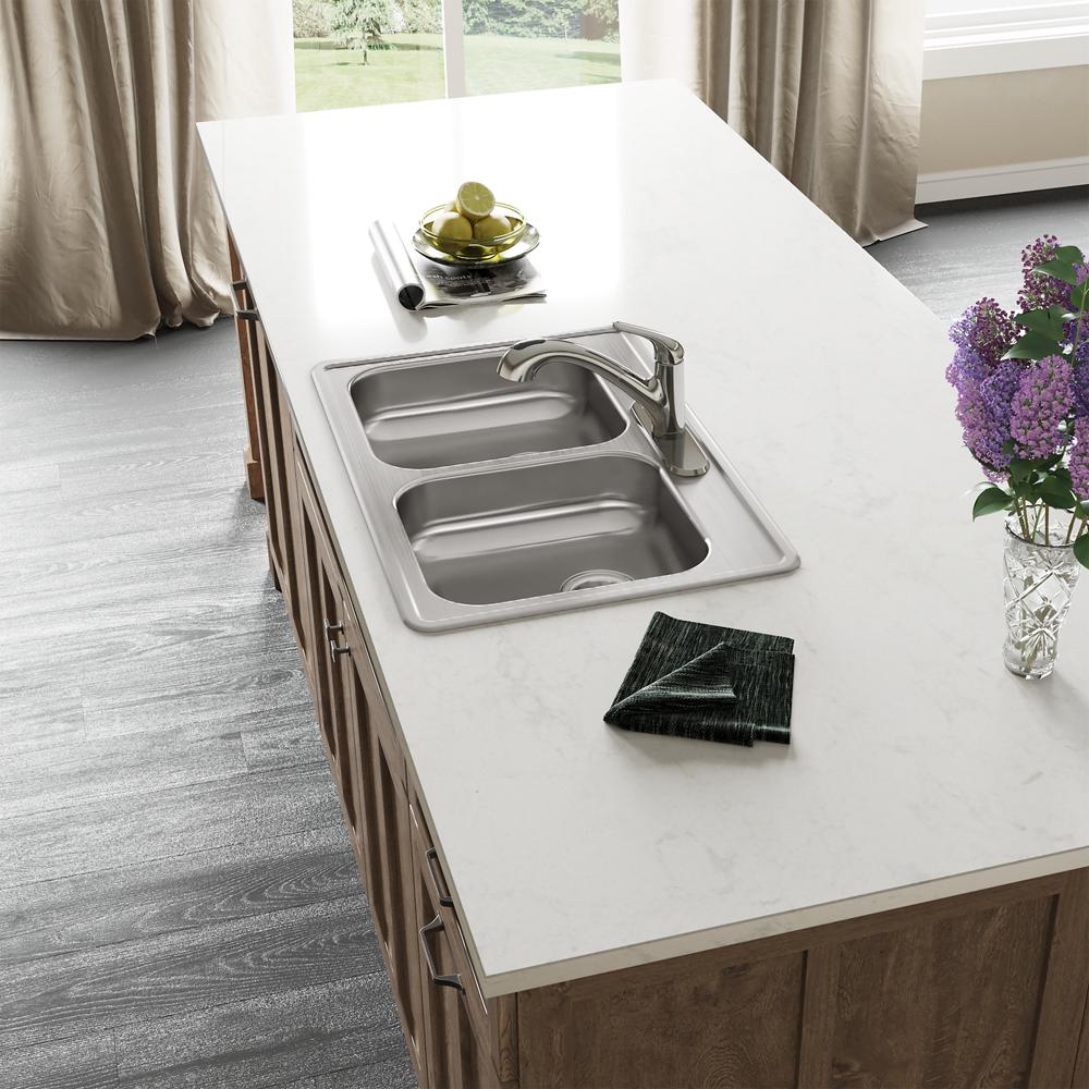 Dayton Stainless Steel 33 x 22 x 5.3 Equal Double Bowl Drop-in