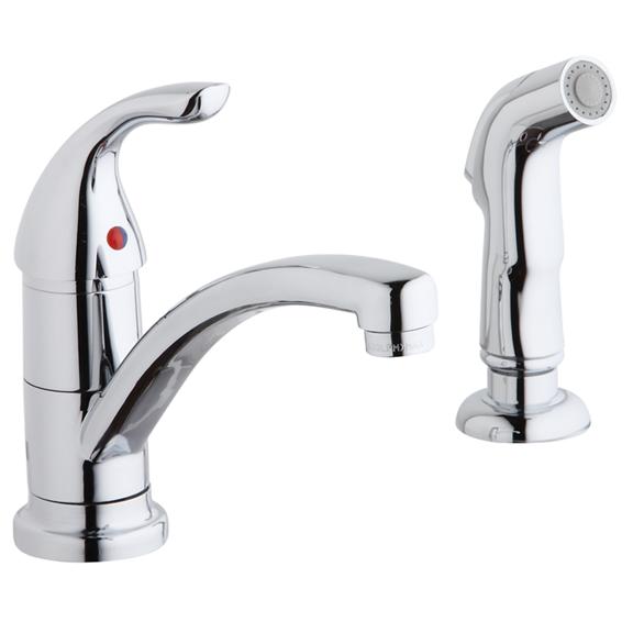 Everyday Two Hole Deck Mount Kitchen Faucet with Lever Handle and Side Spray Chrome
