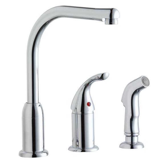 Everyday Kitchen Deck Mount Faucet with Remote Lever Handle and Side Spray Chrome