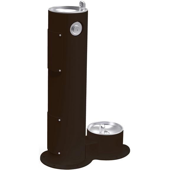Outdoor Pedestal Fountain with Pet Station Non-Filtered Non-Refrigerated Black