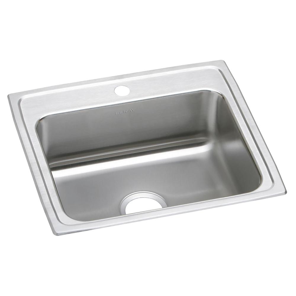 Lustertone® Classic Stainless Steel 22" x 19-1/2" x 7-5/8" 1-Hole Single Bowl Drop-in Sink
