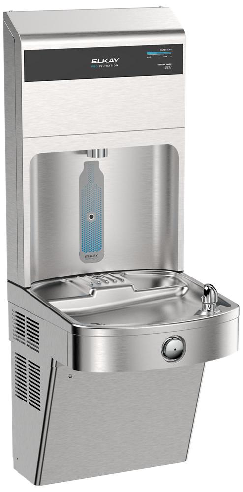 Elkay® Pro Filtration™ VR Bottle Filling Station & Sgl. ADA Cooler w/ Lead + Total PFAS & Sediment Prefilter - SS