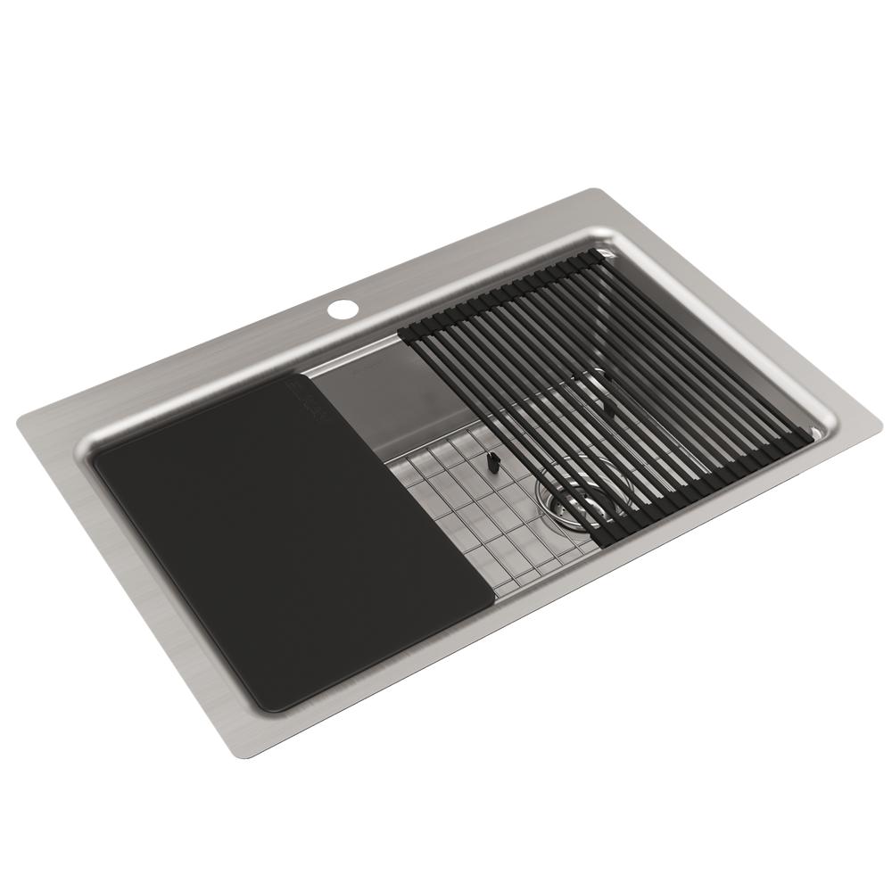 18 Gauge Workstation SS 33x22x9 1-Hole Single Bowl Dual MT Sink