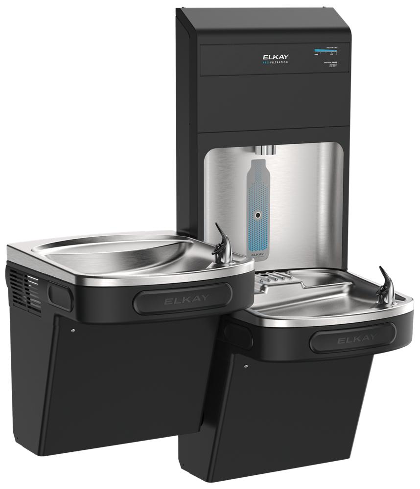 Elkay® Pro Filtration™ Bottle Filling Station & Bi-Level ADA Cooler w/ Lead + Total PFAS Filter & UV-C LED - Black