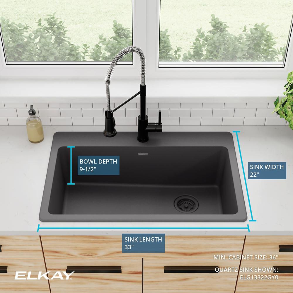 Elkay Quartz Classic 33 x 22 x 9.5 Single Drop-in Sink Dusk Gray