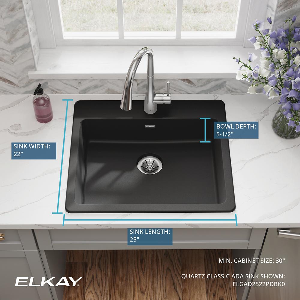 Elkay Quartz Classic 25 x 22 x 5.5 Single Bowl ADA Drop-in Sink