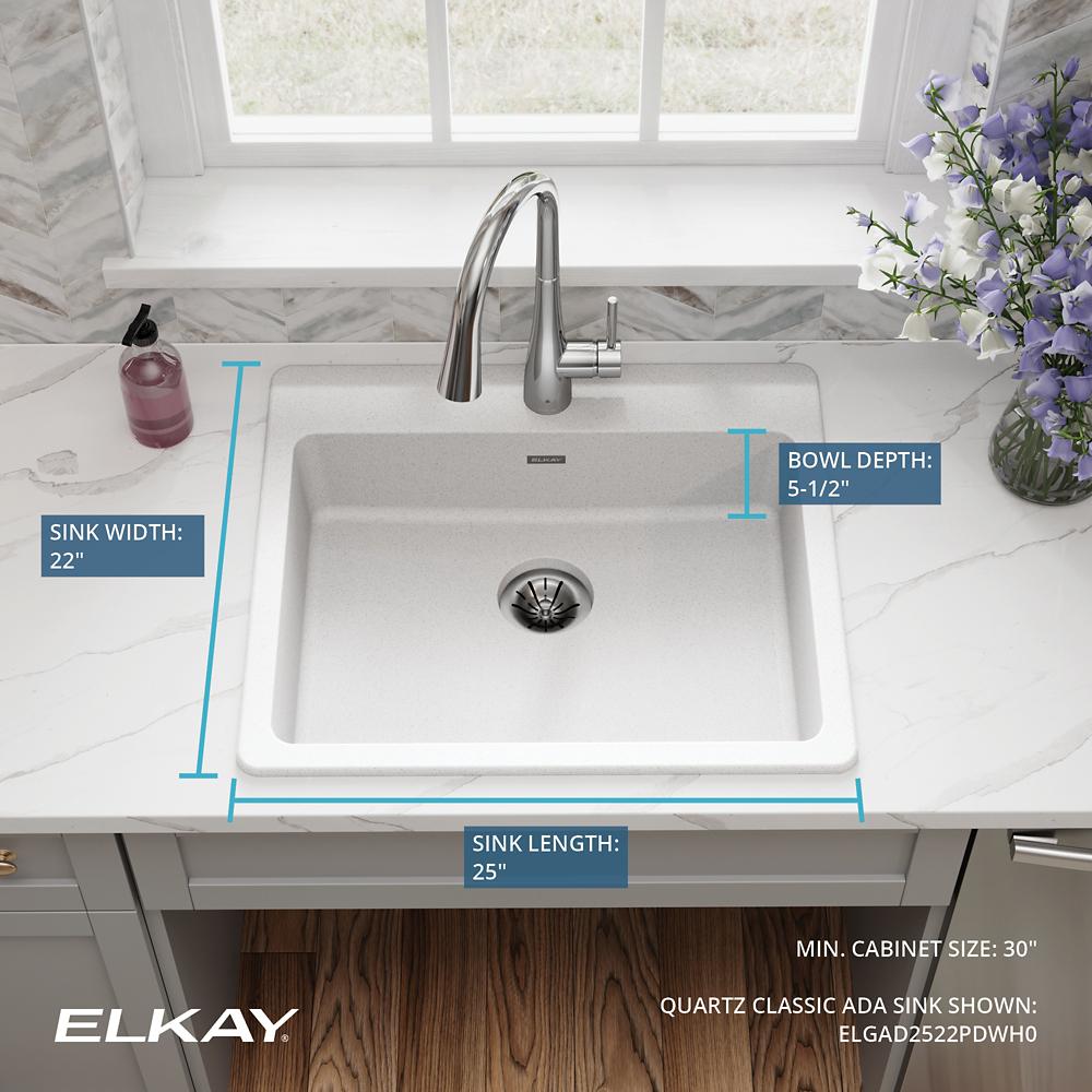 Elkay Quartz Classic 25 x 22 x 5.5 Single Bowl ADA Drop-in Sink