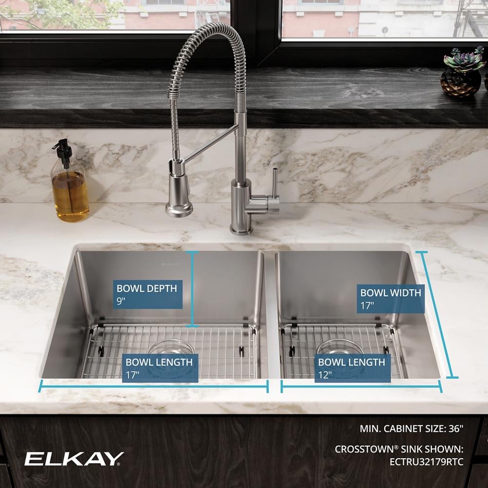 Elkay SS 31.5 x 18.5 x 9 60/40 Double Undermount Sink Kit | Elkay