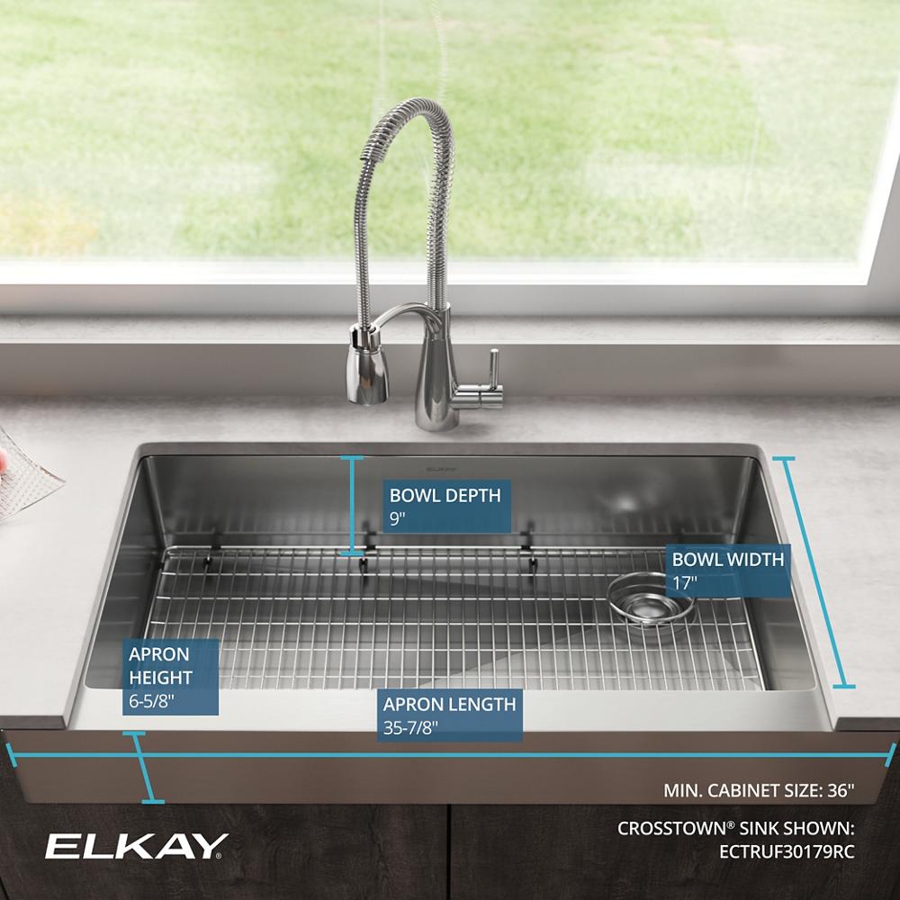 Elkay SS 35.8 x 20.2 x 9 Single Apron Sink Kit | Elkay