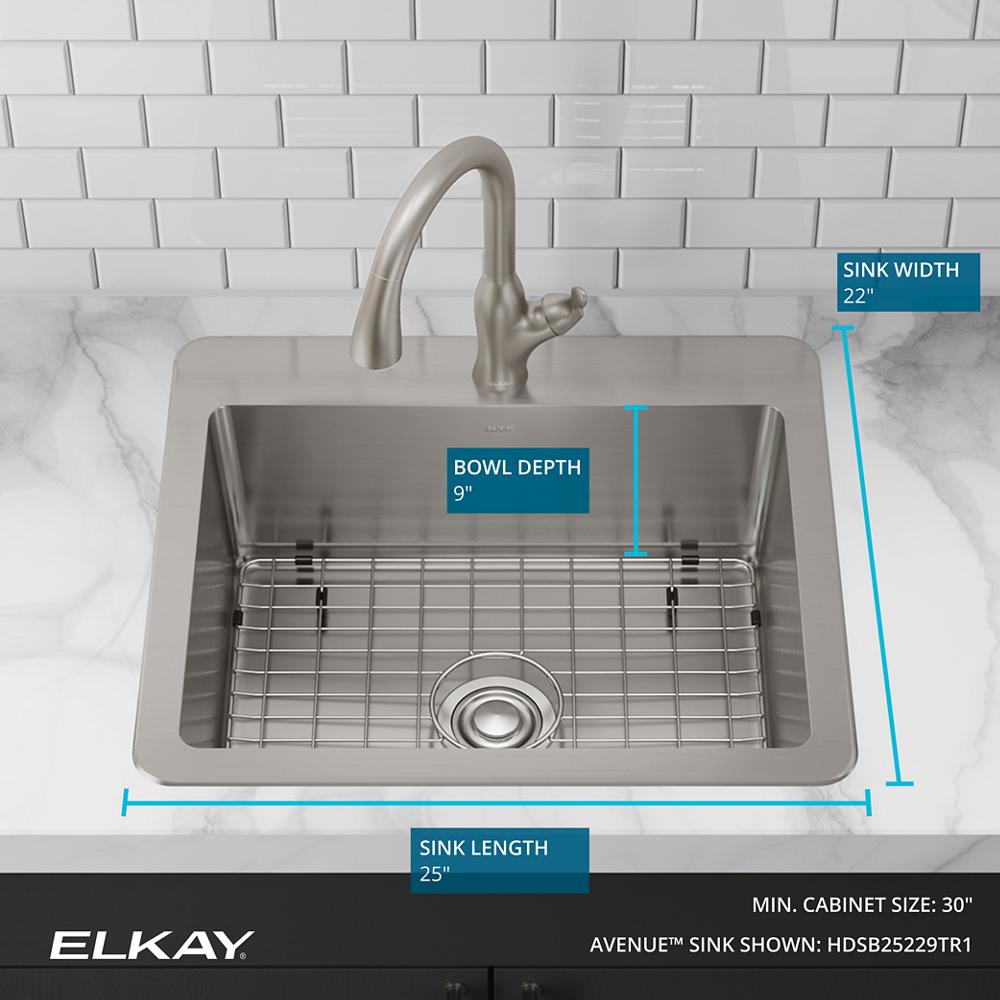 Elkay Stainless Steel 25 x 22 x 9 Single Dual Mount Sink Kit | Elkay